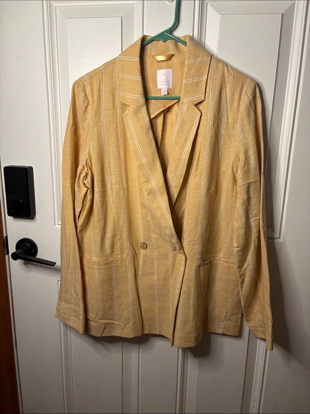 EUC Lauren Conrad Yellow Pinstripe Relaxed Blazer